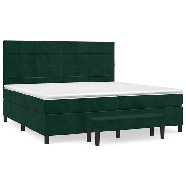 vidaXL Cama com molas/colch&atilde;o 200x200 cm veludo verde-escuro