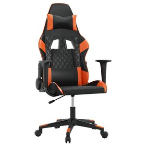 vidaXL Cadeira gaming couro artificial preto e laranja