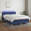 vidaXL Cama box spring c/ colch&atilde;o e LED 140x190 cm tecido azul