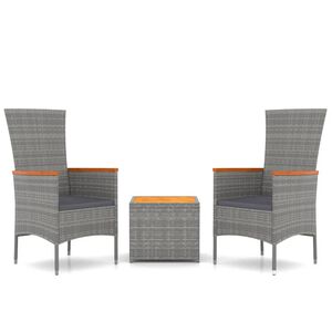 vidaXL 3 pcs conjunto lounge de jardim vime PE/ac&aacute;cia maci&ccedil;a cinza