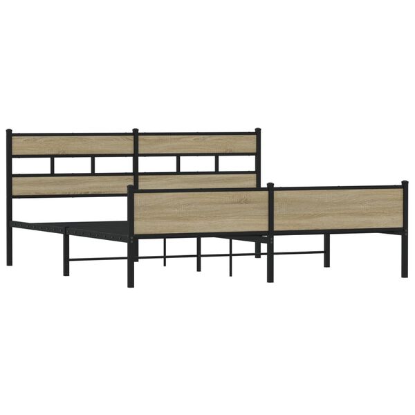 vidaXL Estrutura de cama sem colch&atilde;o 200x200cm metal carvalho sonoma