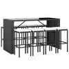 vidaXL 9 pcs conjunto de bar para jardim c/ almofad&otilde;es vime PE preto