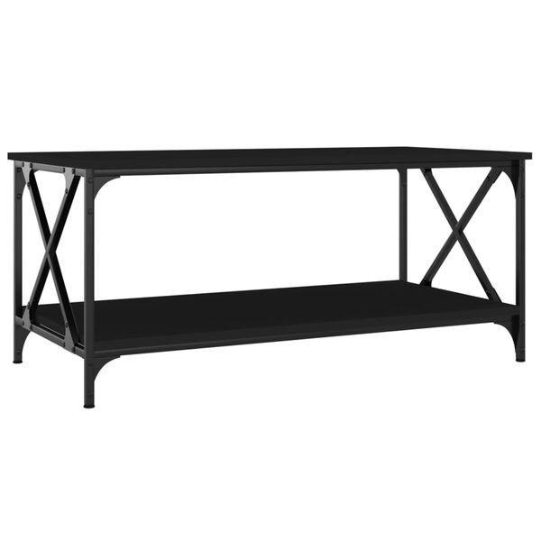 vidaXL Mesa de centro 100x50x45 cm derivados de madeira/ferro preto