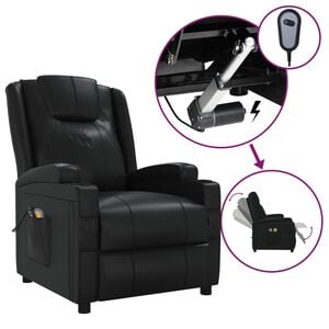 vidaXL Poltrona de massagens el&eacute;trica couro artificial preto