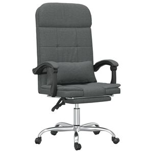 vidaXL Cadeira massagens escrit&oacute;rio reclin&aacute;vel tecido cinzento-escuro