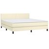 vidaXL Cama box spring c/ colch&atilde;o/LED 160x200cm couro artificial creme
