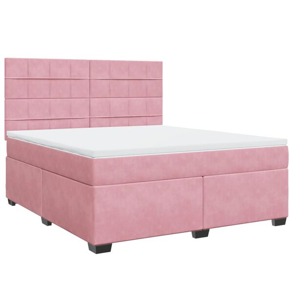 vidaXL Cama com molas/colch&atilde;o 180x200 cm veludo rosa