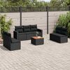 vidaXL 8 pcs conjunto sof&aacute;s de jardim com almofad&otilde;es vime PE preto