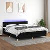 vidaXL Cama box spring c/ colch&atilde;o e LED 180x200 cm tecido preto