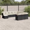 vidaXL 12 pcs conjunto de sof&aacute;s de jardim c/ almofad&otilde;es vime PE preto