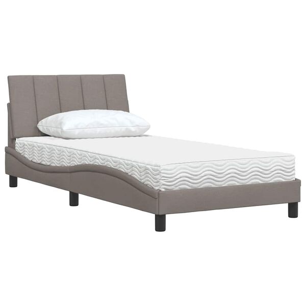 vidaXL Cama com colch&atilde;o Hanko 100x200 cm tecido cinzento-acastanhado