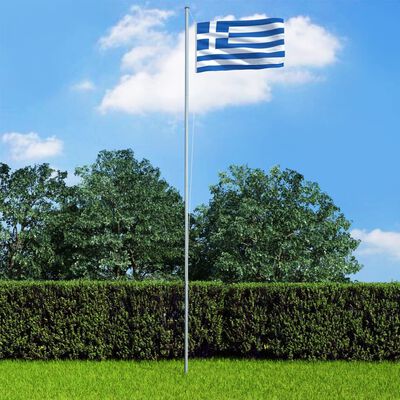vidaXL Bandeira da Grécia com mastro de alumínio 4 m
