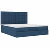 vidaXL Estrutura de cama otomana com colch&atilde;o 160x200 cm tecido azul