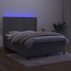 vidaXL Cama box spring c/ colch&atilde;o/LED 140x190 cm veludo cinzento