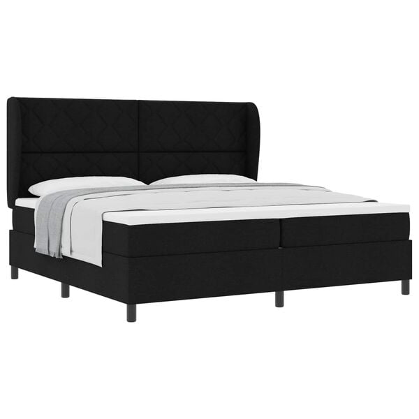vidaXL Cama Box com colch&atilde;o com cabeceira Preto 200 x 200 cm tecido