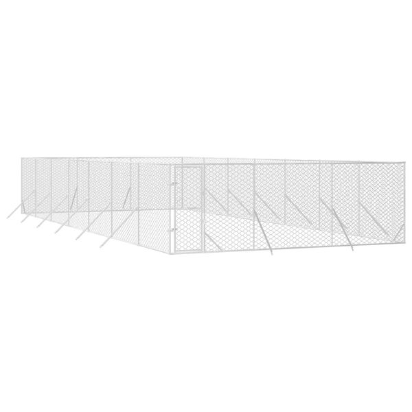 vidaXL Canil de exterior 6x14x2 m a&ccedil;o galvanizado prateado
