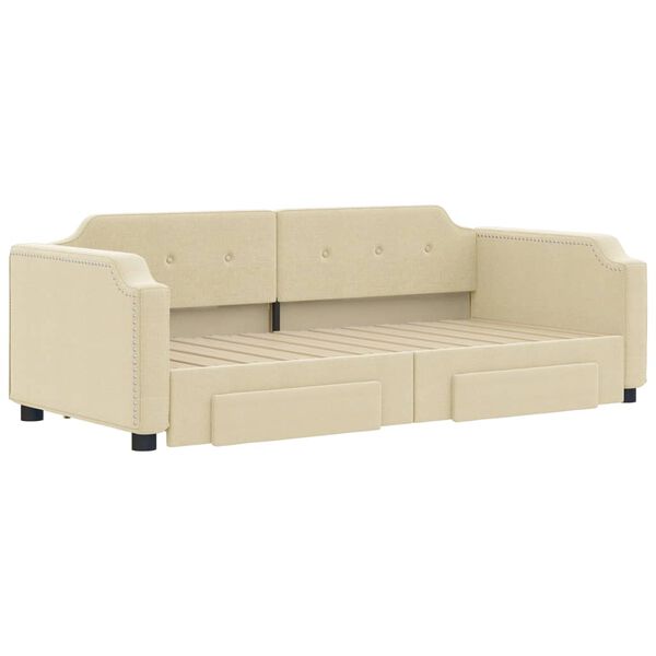 vidaXL Sof&aacute;-cama com gavet&atilde;o e gavetas 80x200 cm tecido cor creme