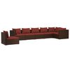 vidaXL 7 pcs conjunto lounge jardim c/ almofad&otilde;es vime PE castanho