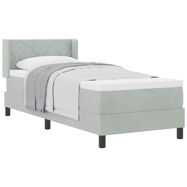 vidaXL Cama Box com colch&atilde;o Cinzento-claro 200 x 80 cm Veludo