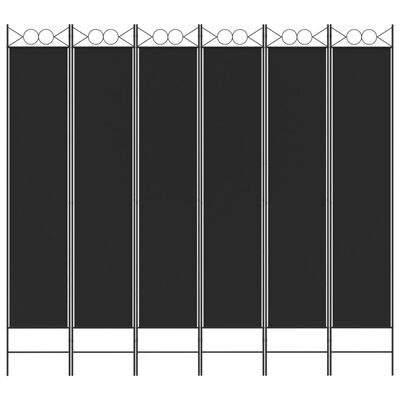 vidaXL Divisória/biombo com 6 painéis 240x220 cm tecido preto