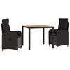 vidaXL Conjunto de Jantar para Exterior 3 unid. Preto