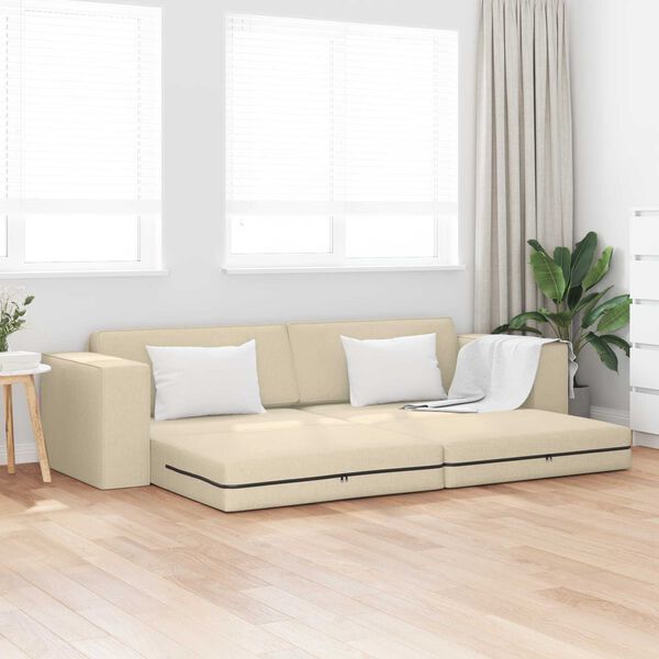 vidaXL Sof&aacute;-Cama 200cm Creme tecido