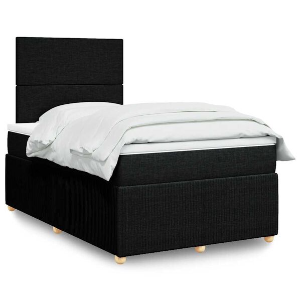 vidaXL Cama boxspring com colch&atilde;o 120x190 cm tecido preto
