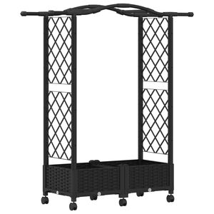 vidaXL Cama Elevada com Treli&ccedil;a e Telhado Preto 124 x 40 x 129 cm PP