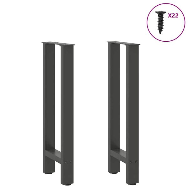 vidaXL P&eacute;s de mesa de console antracite 2 pe&ccedil;as 38x(72-73) cm a&ccedil;o