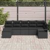 vidaXL Conjunto de Sof&aacute;s com almofada 7 pcs Preto vime PE