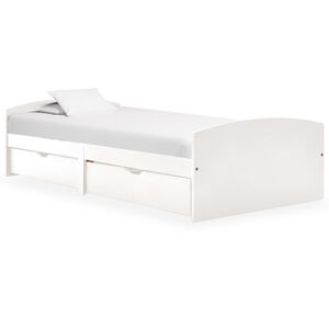 vidaXL Estrutura de cama com 2 gavetas 90x200 cm pinho maci&ccedil;o branco