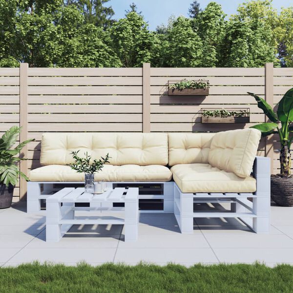 vidaXL Almofad&otilde;es para m&oacute;veis de paletes 5 pcs tecido creme