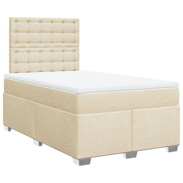 vidaXL Cama boxspring com colch&atilde;o 120x190 cm tecido cor creme