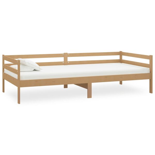 vidaXL Sof&aacute;-cama 90x200 cm madeira de pinho maci&ccedil;a castanho mel
