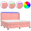 vidaXL Cama box spring c/ colch&atilde;o/LED 200x200 cm veludo rosa