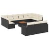 vidaXL 14 pcs conjunto de sof&aacute;s p/ jardim c/ almofad&otilde;es vime PE preto