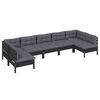 vidaXL 7 pcs conjunto lounge jardim c/ almofad&otilde;es pinho maci&ccedil;o preto
