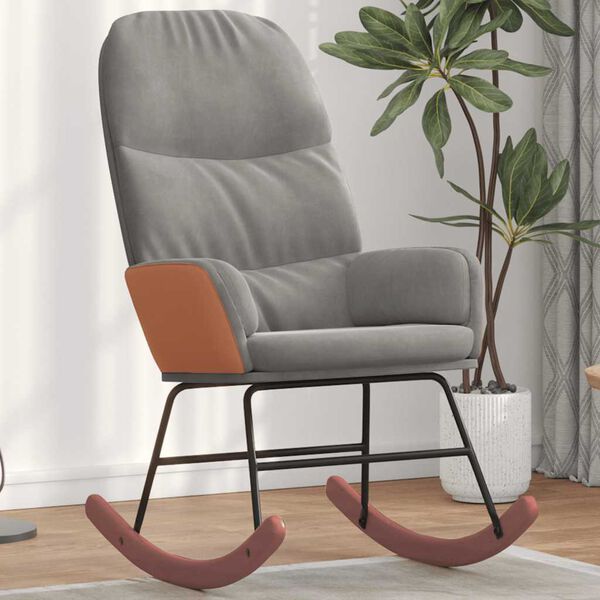 vidaXL Cadeira de baloi&ccedil;o veludo cinzento-claro