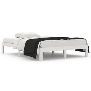 vidaXL Estrutura de cama casal 135x190 cm madeira maci&ccedil;a branco