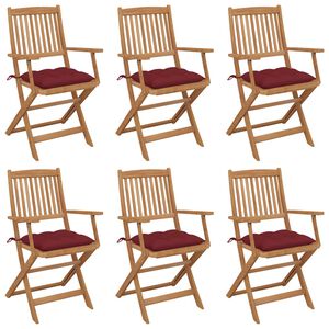 vidaXL Cadeiras de jardim dobr&aacute;veis c/ almofad&otilde;es 6 pcs ac&aacute;cia maci&ccedil;a