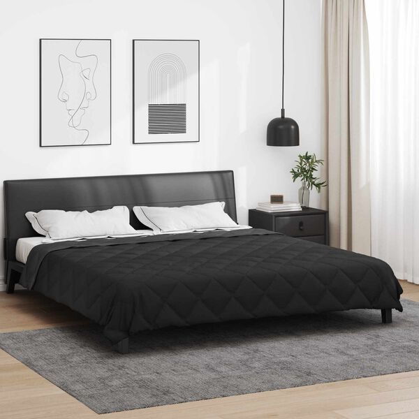 vidaXL Edredom de Ver&atilde;o Simples Preto e Anthracite 220 x 260 cm