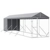 vidaXL Canil de exterior com teto 2x10x2,5 m a&ccedil;o galvanizado prateado