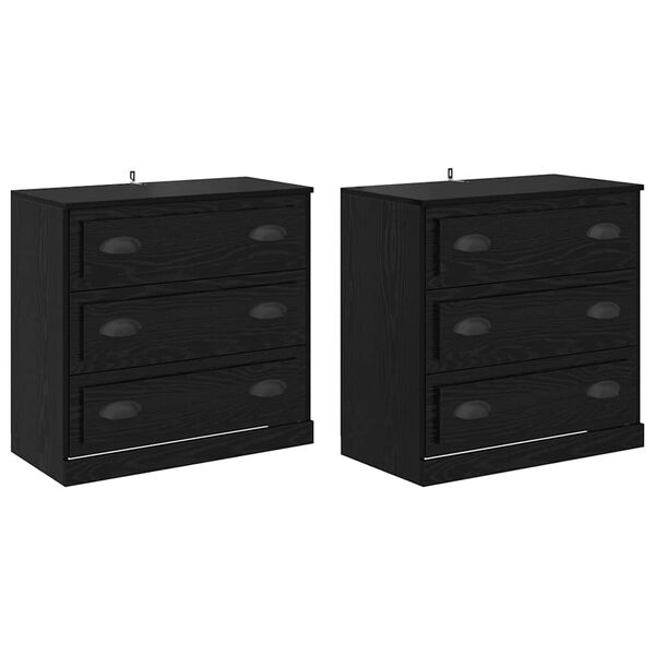 vidaXL Aparadores com gaveta 2 pcs Carvalho Preto 70 x 35,5 x 67,5 cm