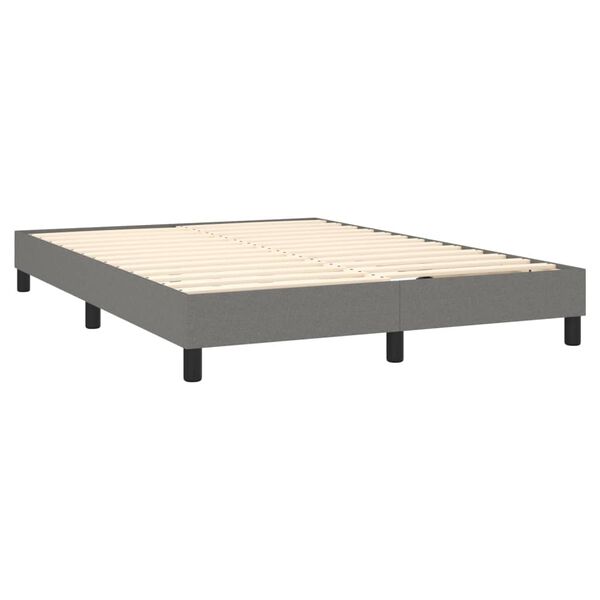 vidaXL Estrutura de cama com molas 140x200 cm tecido cinzento-escuro