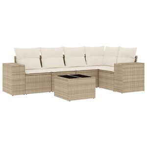 vidaXL 6 pcs conjunto de sof&aacute;s p/ jardim com almofad&otilde;es vime PE bege