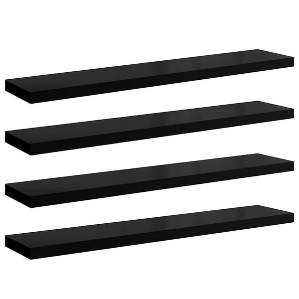 vidaXL Prateleiras de parede suspensas 4 pcs 120x23,5x3,8cm MDF preto