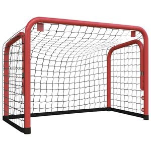 vidaXL Baliza h&oacute;quei c/ rede 68x32x47 cm a&ccedil;o/poli&eacute;ster vermelho/preto
