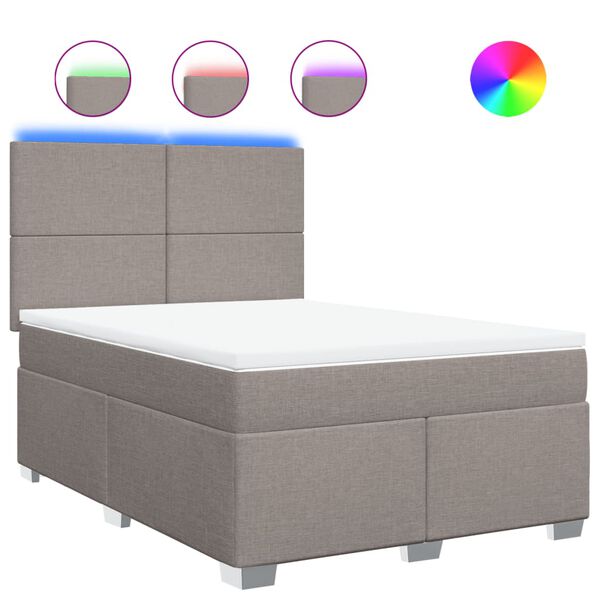 vidaXL Cama com molas/colch&atilde;o 140x190 cm tecido castanho-acinzentado