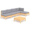 vidaXL 6 pcs conjunto lounge de jardim c/ almofad&otilde;es cinzentos pinho