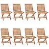 vidaXL Cadeiras de jardim dobr&aacute;veis c/ almofad&otilde;es 8 pcs teca maci&ccedil;a
